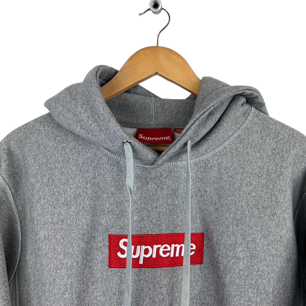 Supreme box logo hoodie Grey with classic red and... - Depop