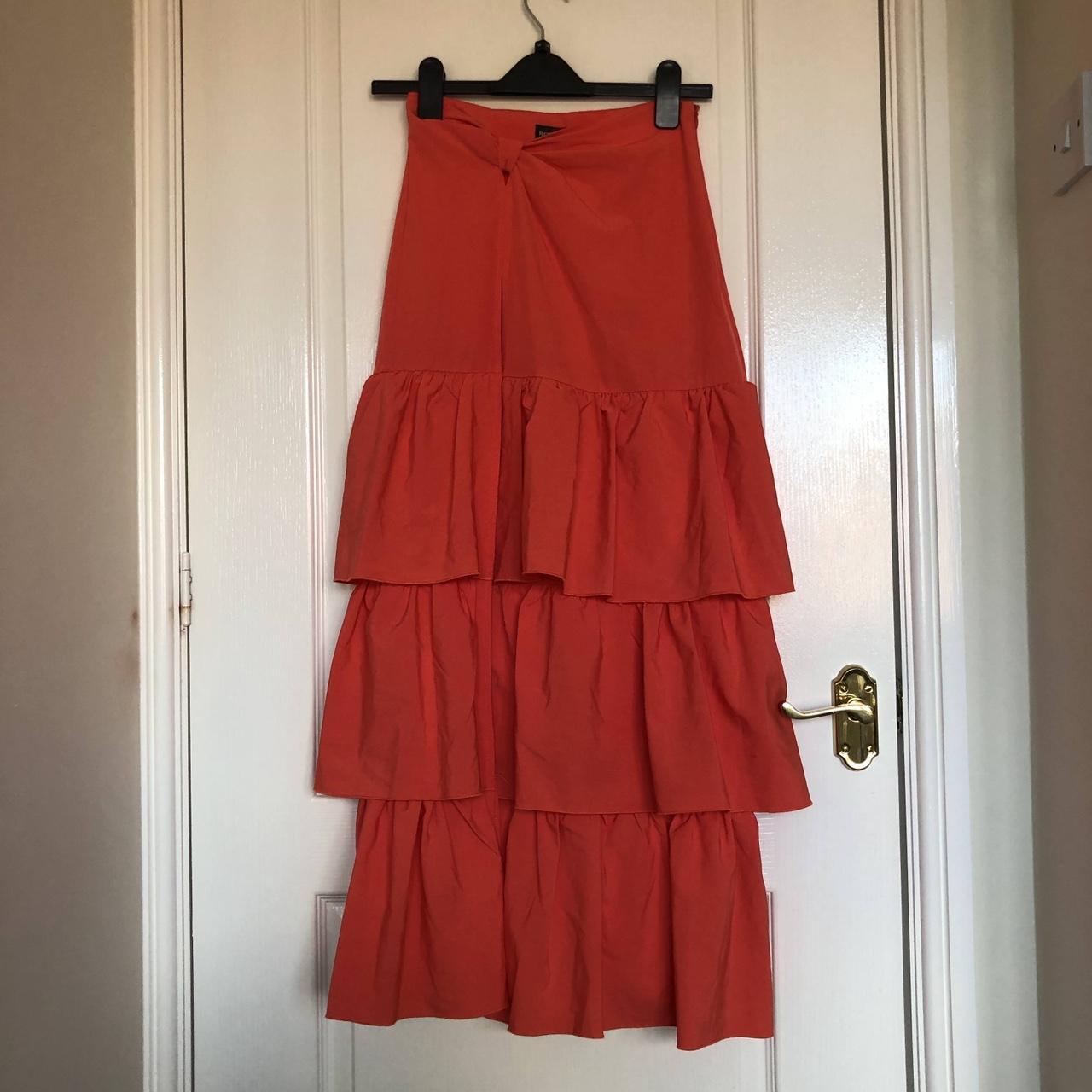 PLT ruffle maxi skirt with slit and bow 👗... - Depop