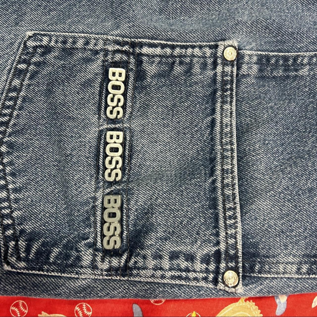 Distressed boss denim shorts. Early 2000s Big jorts... - Depop