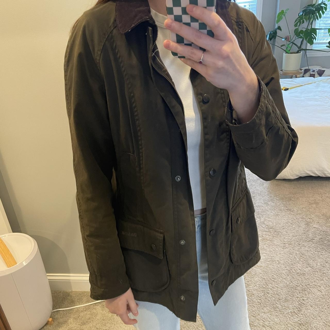 Barbour Women's Khaki and Brown Jacket Depop