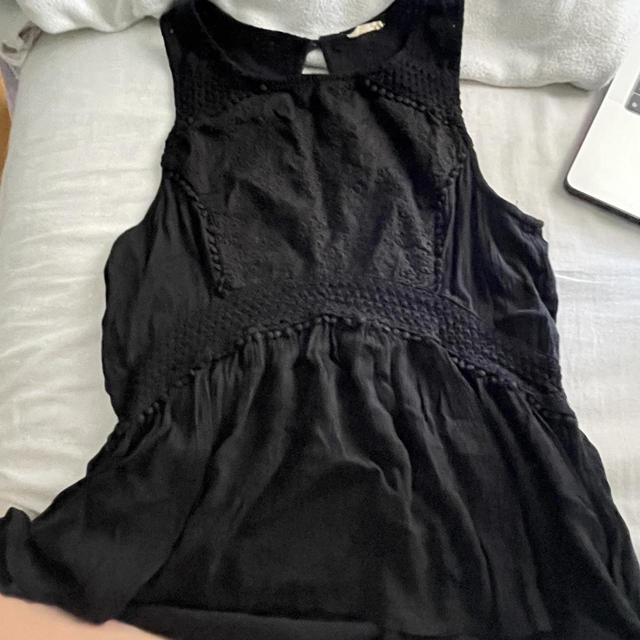 American eagle high neck black ruffle tank top with... - Depop