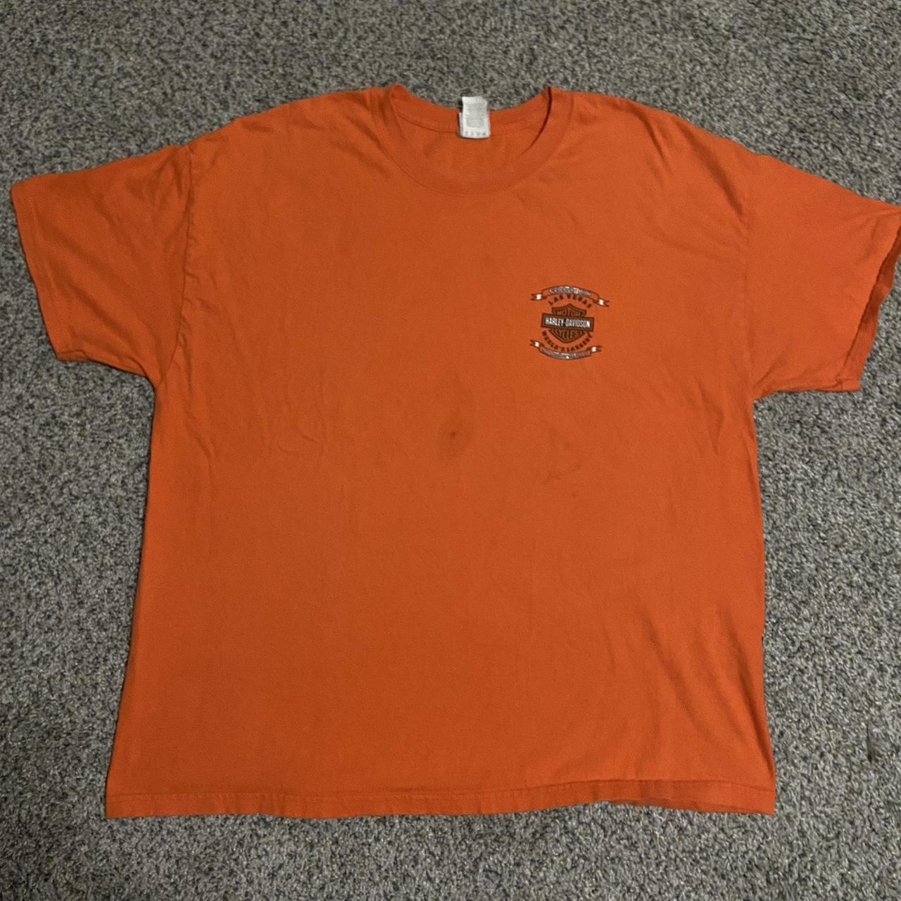 Harley Davidson Men's Orange T-shirt | Depop