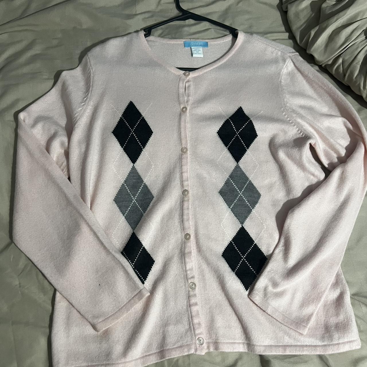 baby pink plaid sweater - Depop