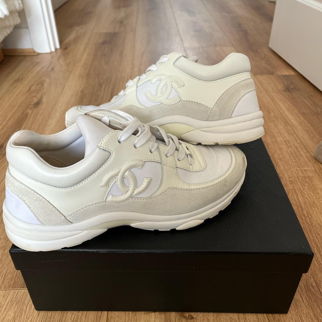 Chanel runners uk size 6.5 All White Chanel... - Depop