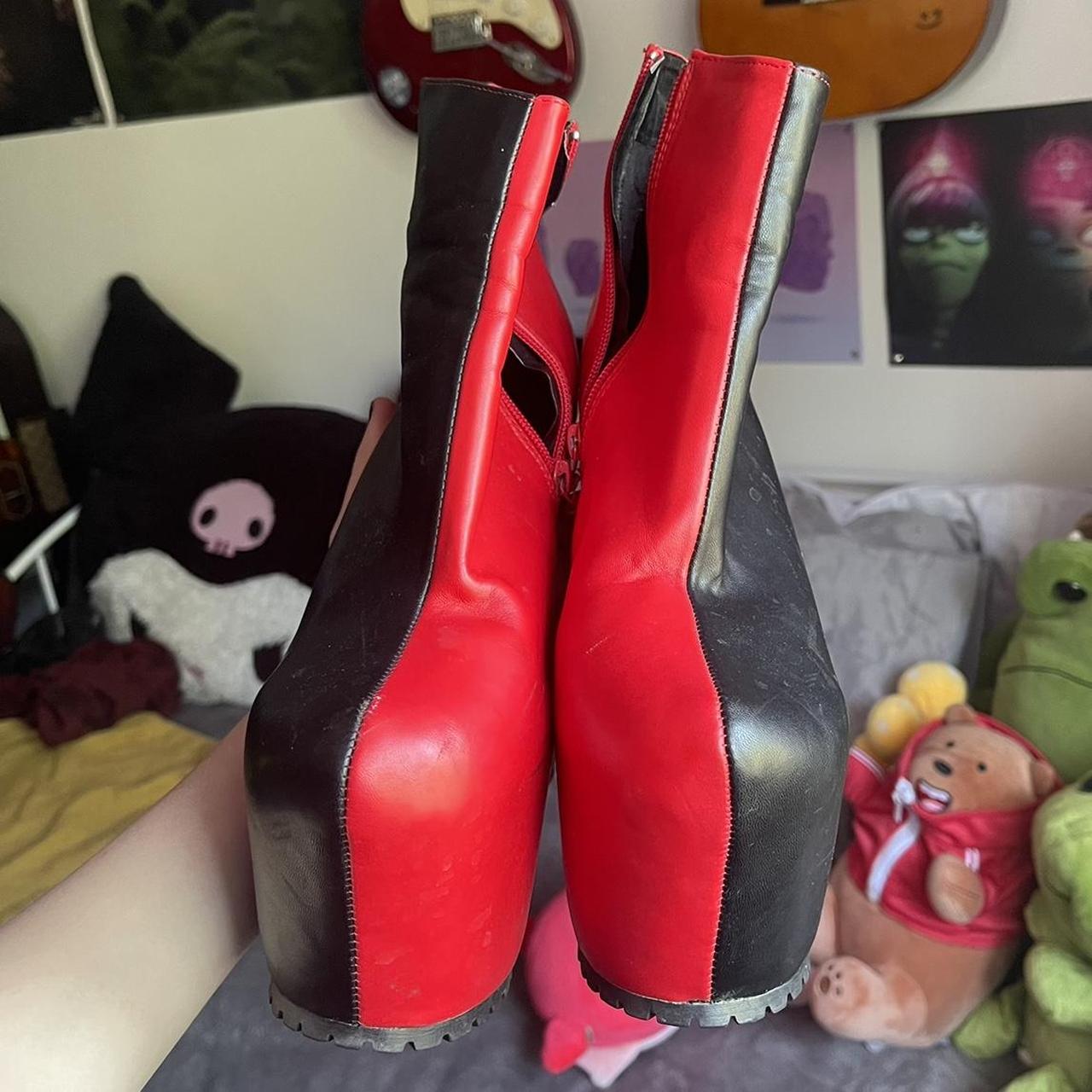 Iron Fist Women's Red and Black Boots | Depop