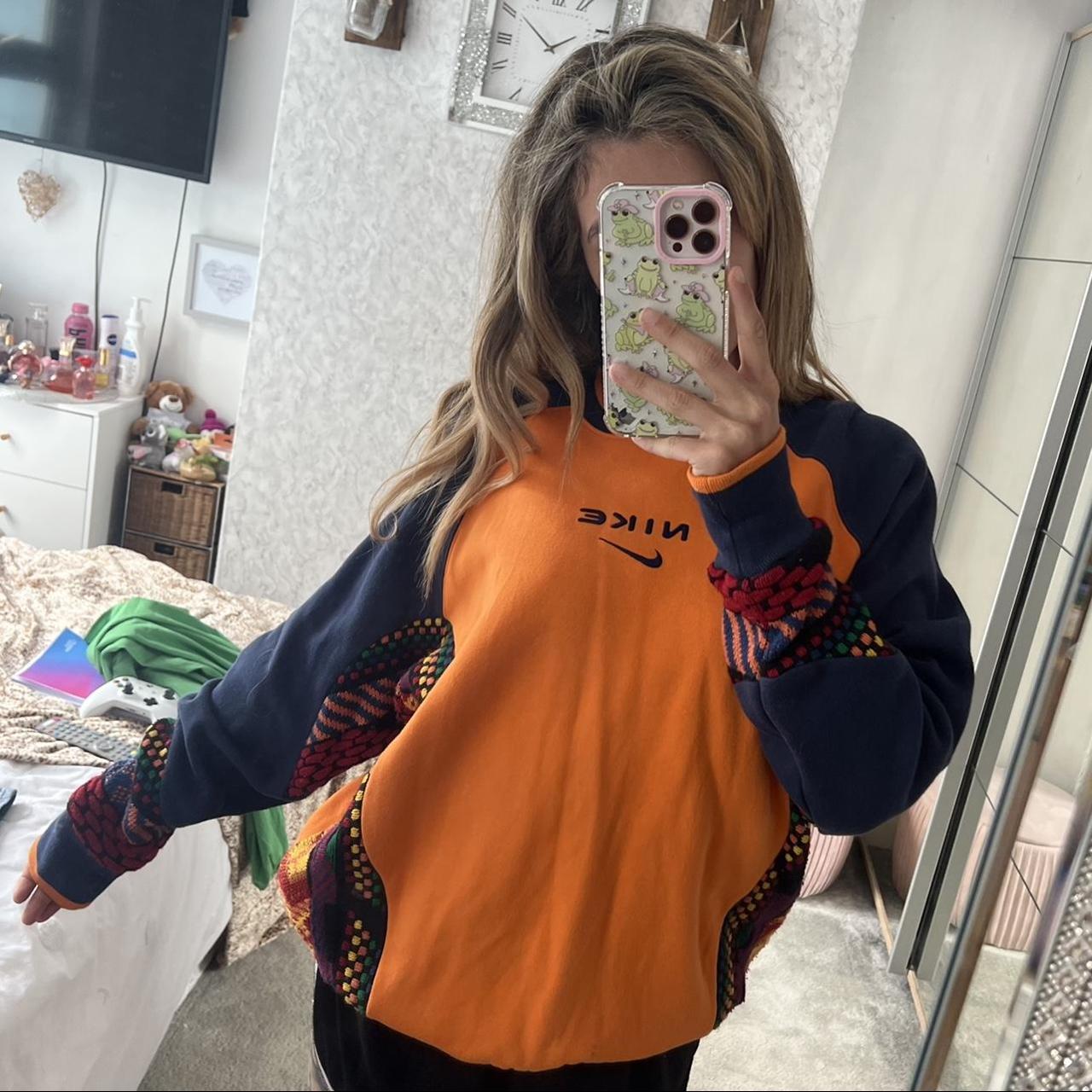 Nike Womens Navy And Orange Sweatshirt Depop 6942