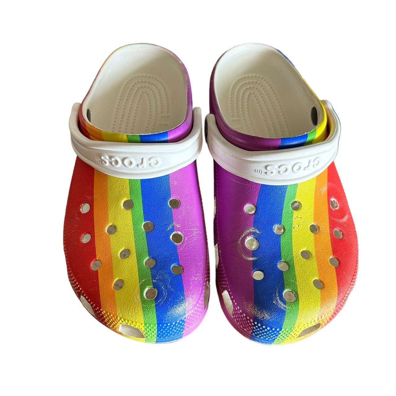 Rainbow crocs clearance women's