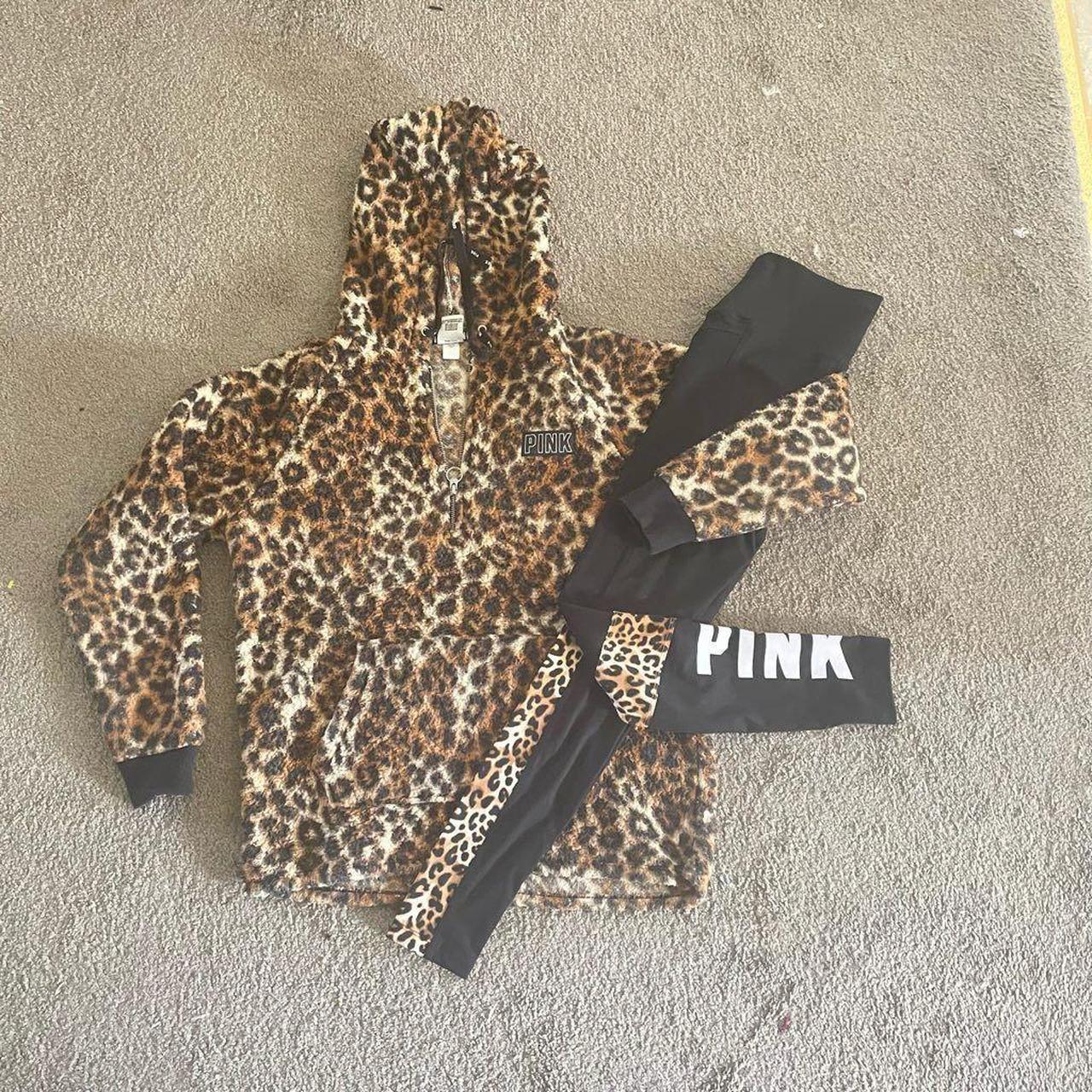 PINK Victoria's Secret Cheetah Print Quarter Zip - Depop