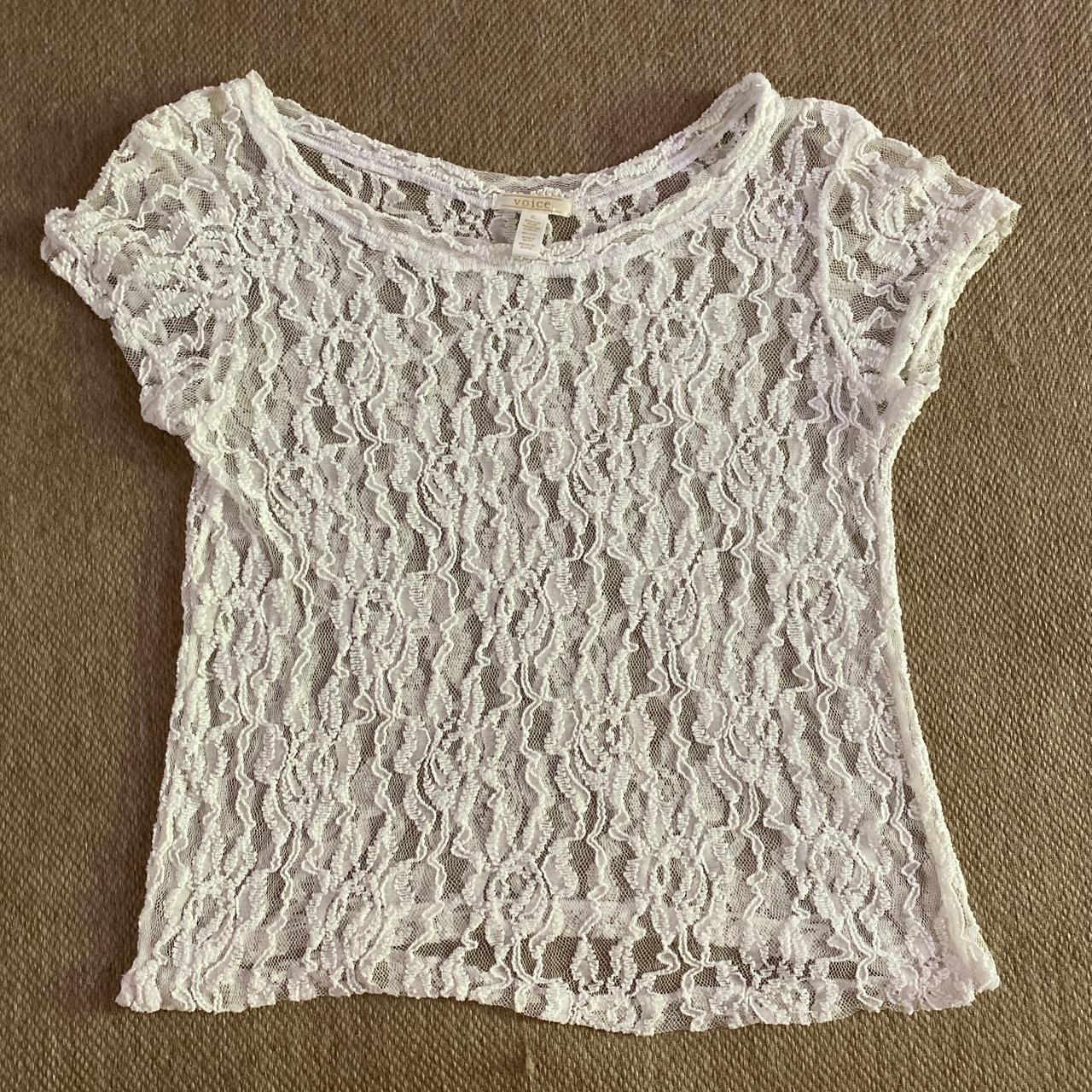 Beautiful sheer lace coquette top. Cottage core... - Depop