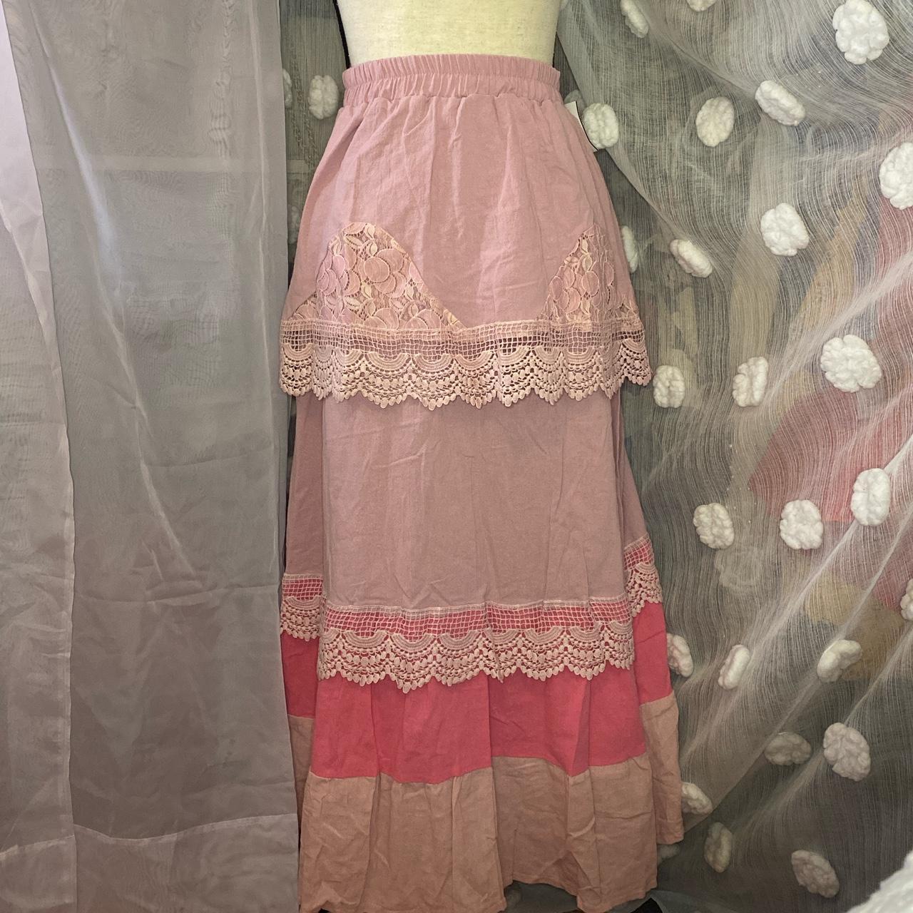 Vintage Y K Tiered Maxi Skirt Fairycore Tiered Maxi Depop