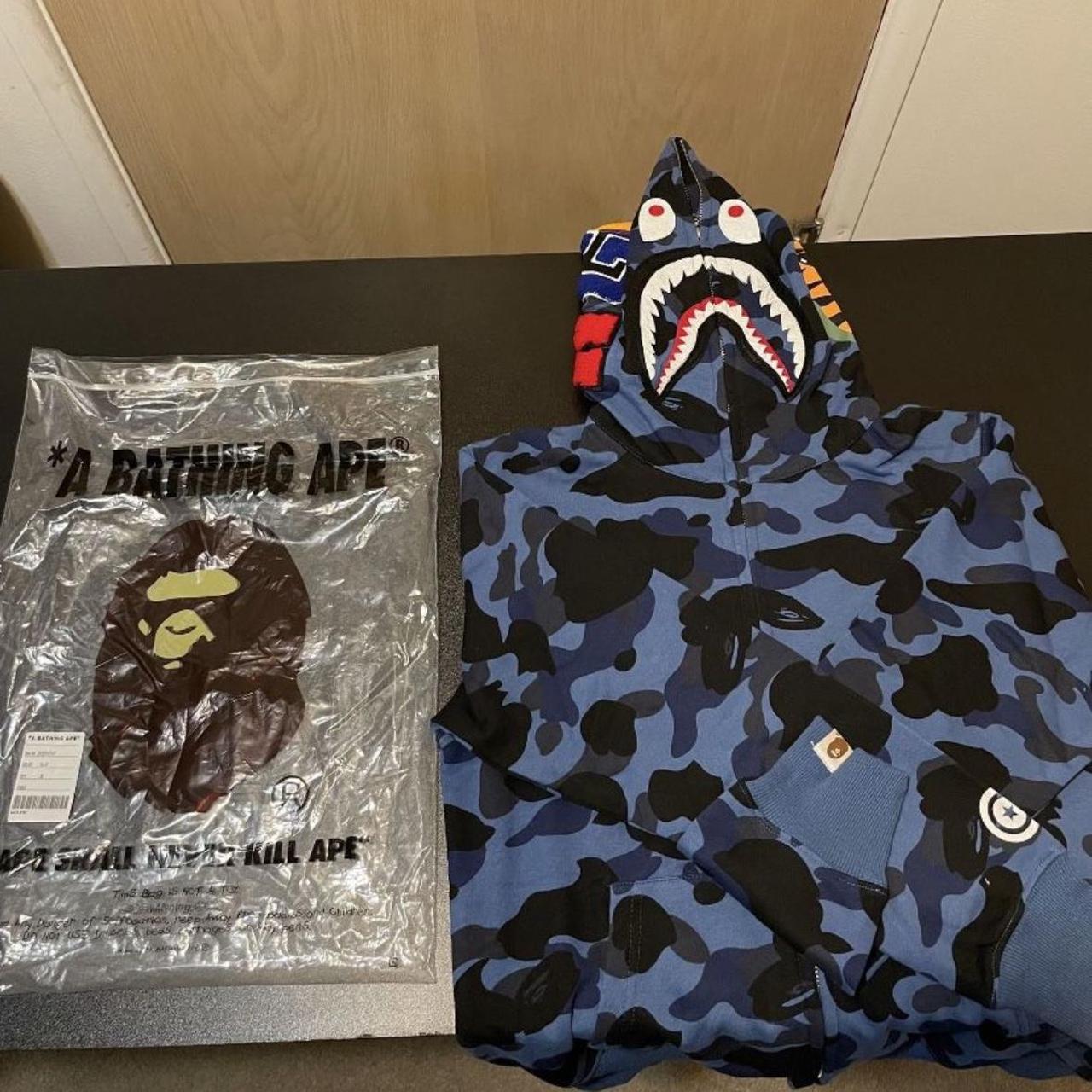 BAPE Men's Blue Hoodie | Depop