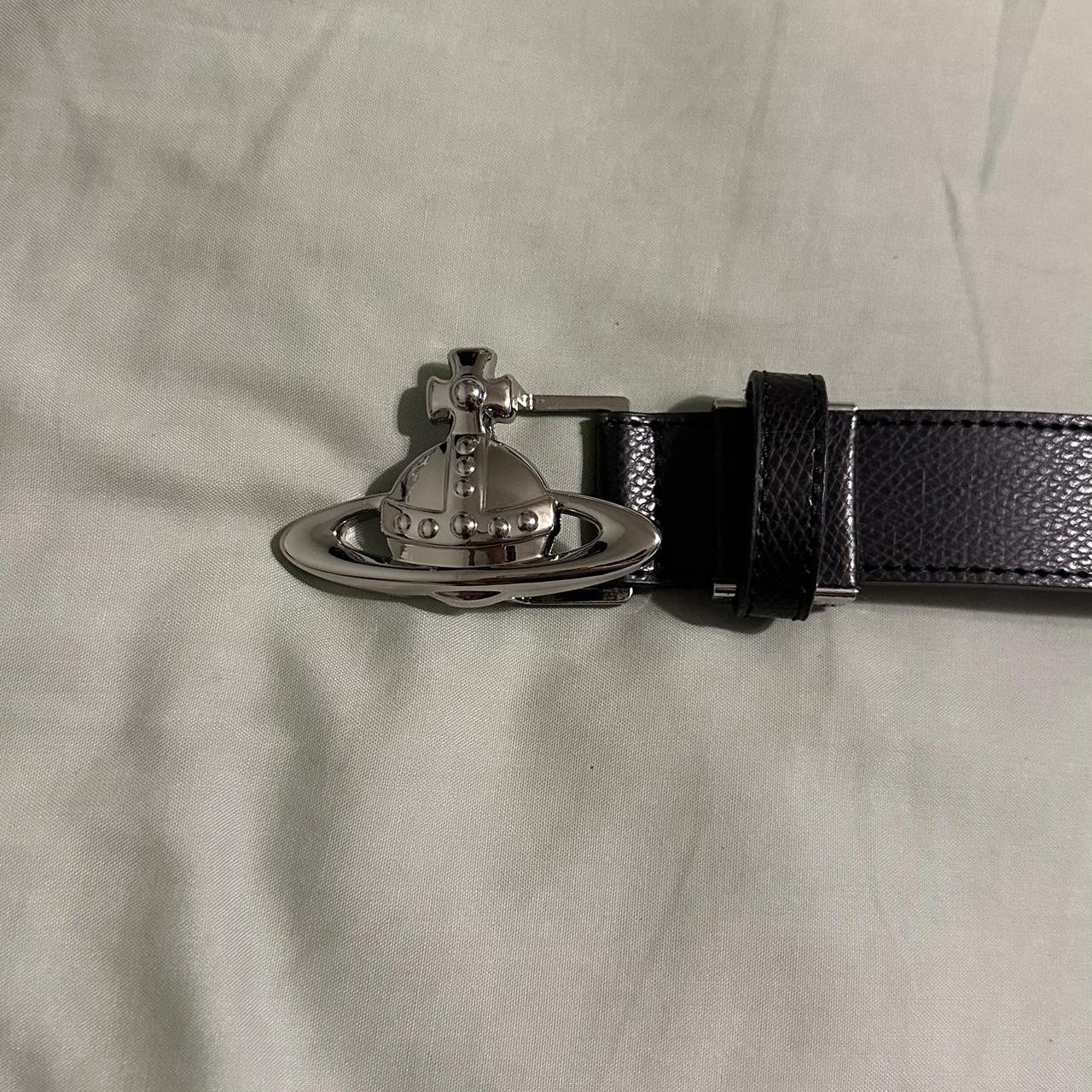 black vivienne westwood belt too big for me, size... Depop