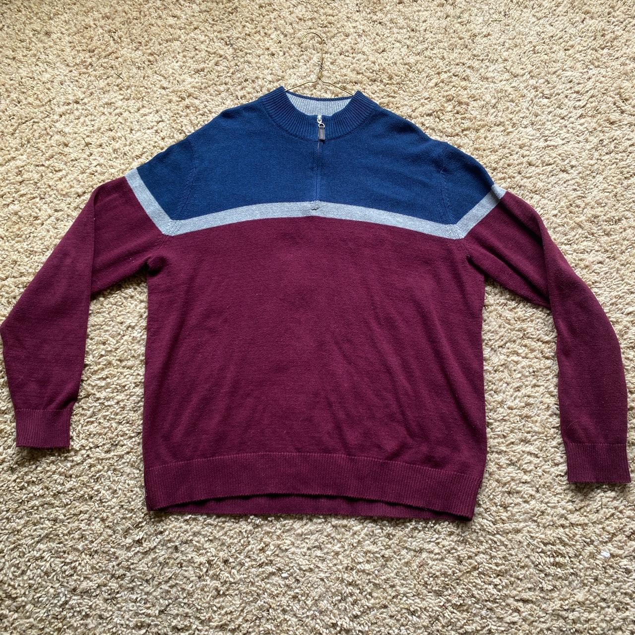 George Men's Blue and Red Jumper | Depop