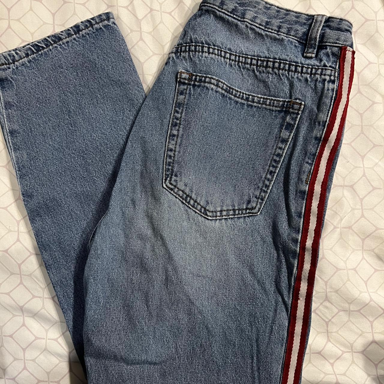jeans with Red stripes in side Size 5 - Depop