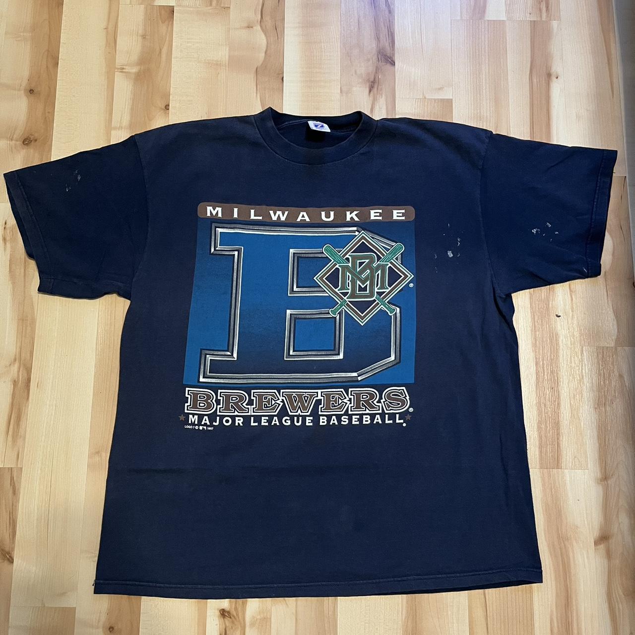 Vintage Milwaukee Brewers MLB Blue Short Sleeve T-Shirt Men's