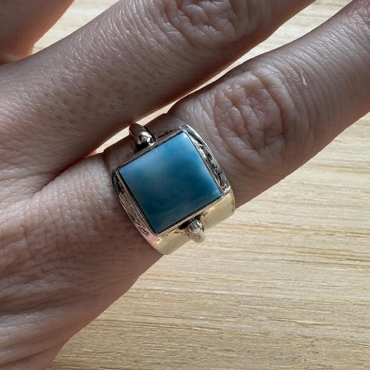 Native Women's Ring - Silver/Blue – Square Larima… - image 2