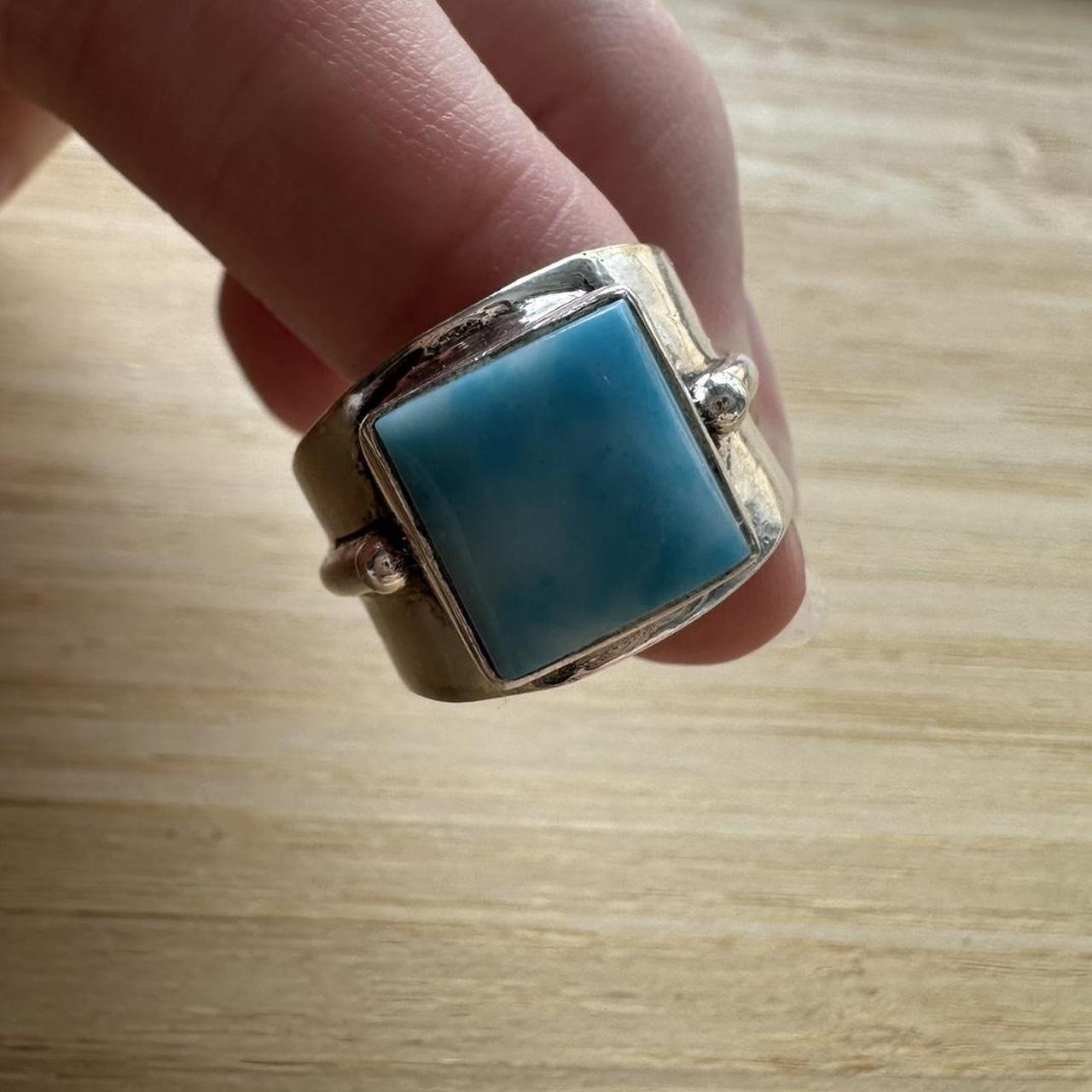 Native Women's Ring - Silver/Blue – Square Larima… - image 1