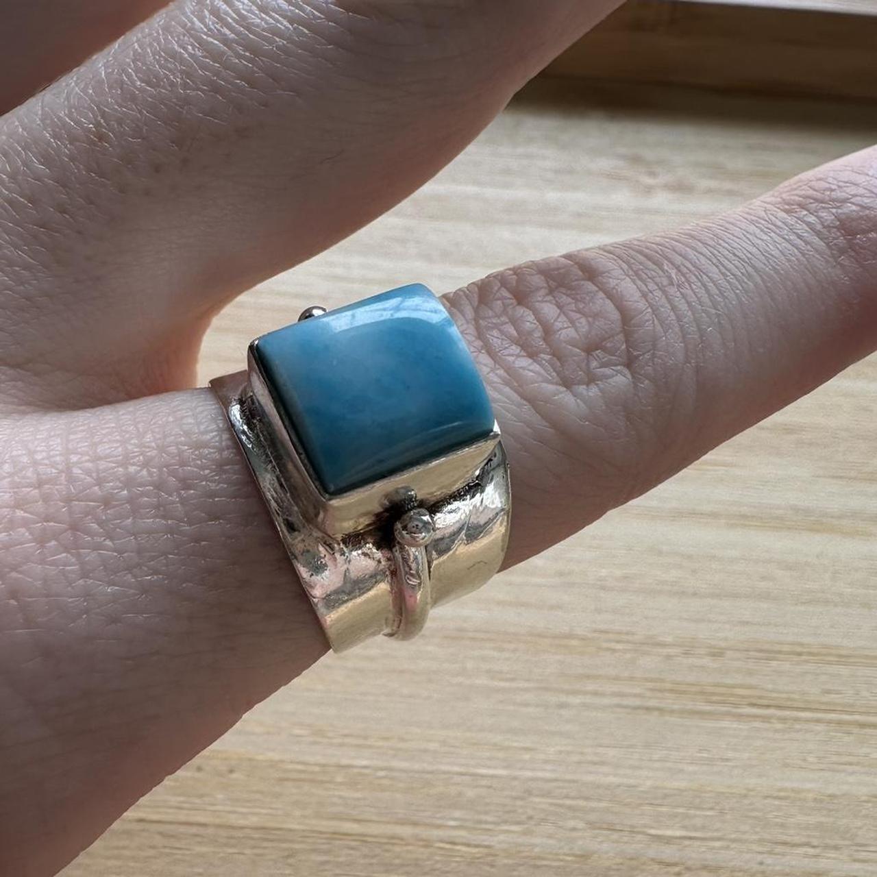 Native Women's Ring - Silver/Blue – Square Larima… - image 3