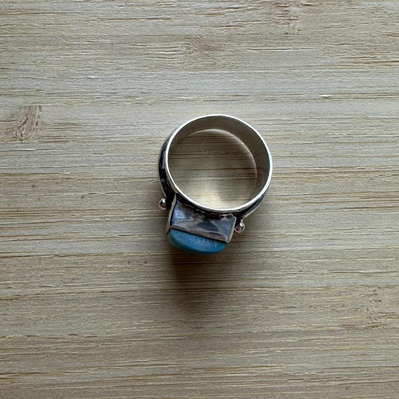 Native Women's Ring - Silver/Blue – Square Larima… - image 5