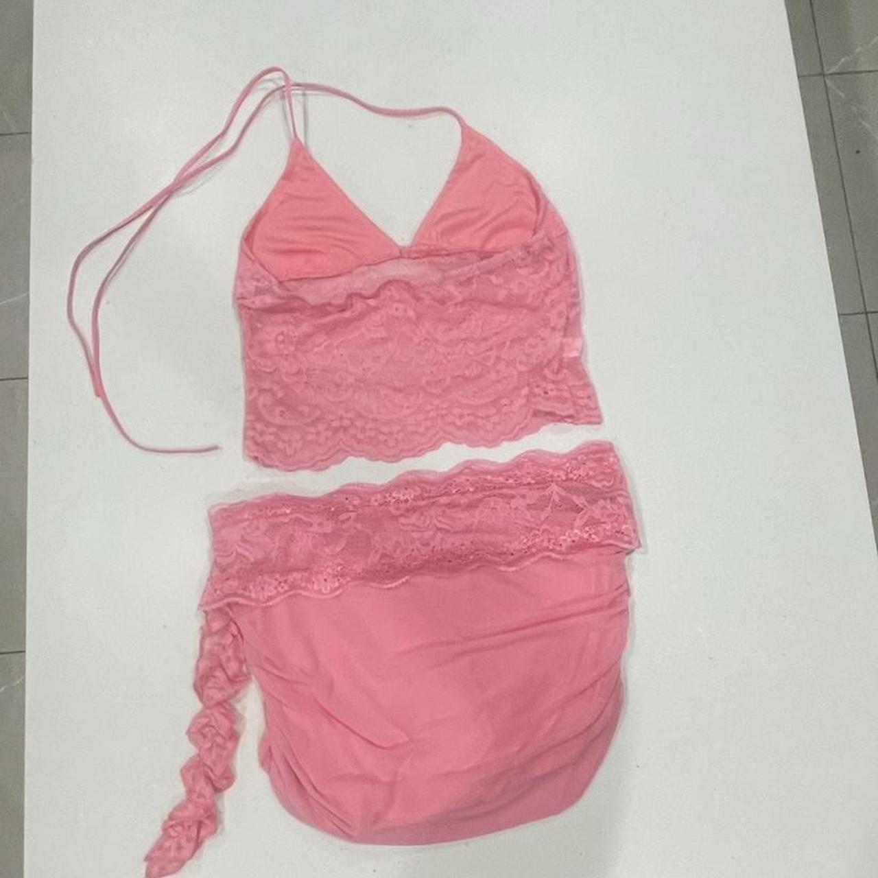 2 piece pink skirt and tank set Depop
