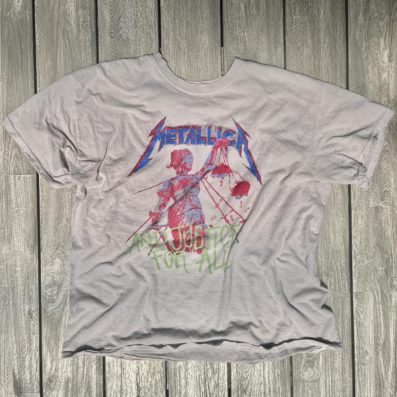 Beige Metallica Tee Men’s Large Price is negotiable... - Depop