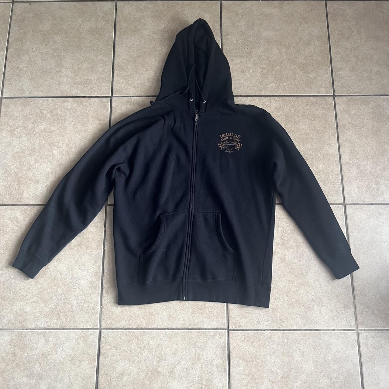 Harley Davidson black zip up heavyweight jacket Size... - Depop