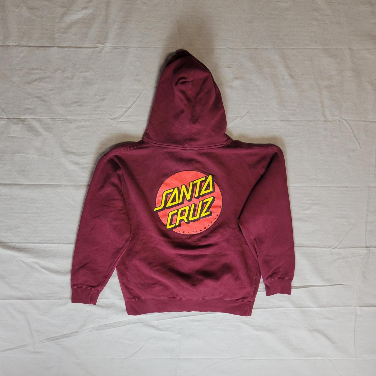 Burgundy Santa Cruz hoodie skateboards Classic Depop