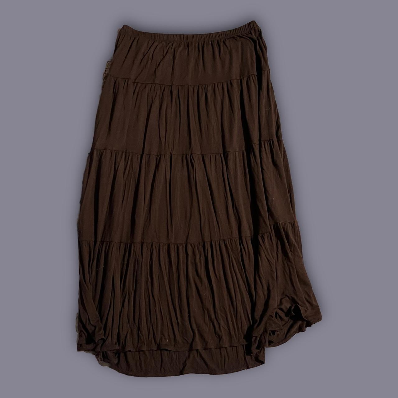 brown tiered maxi skirt 🧸 • perfect fairycore /... - Depop