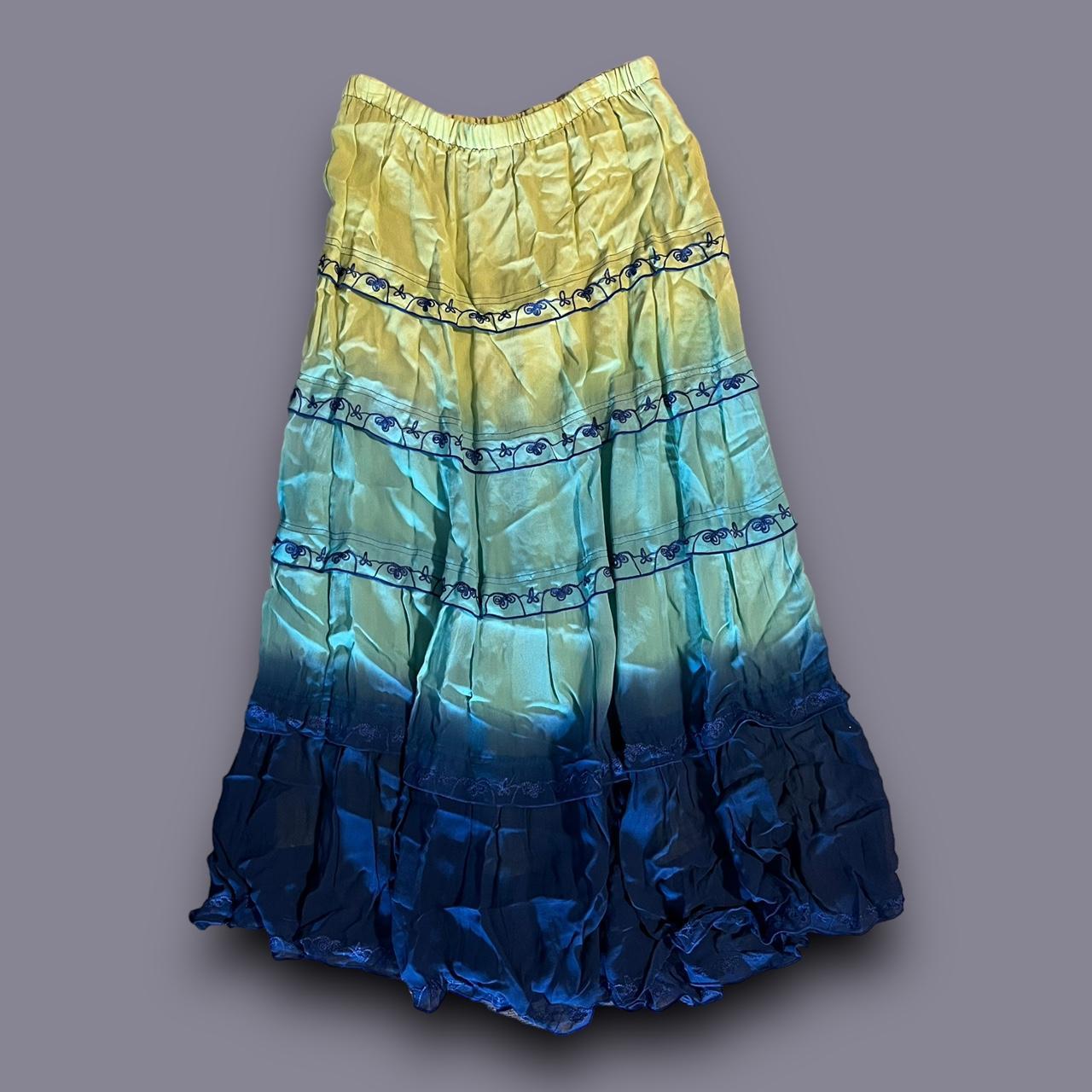 Multiples Women's Green and Blue Skirt | Depop