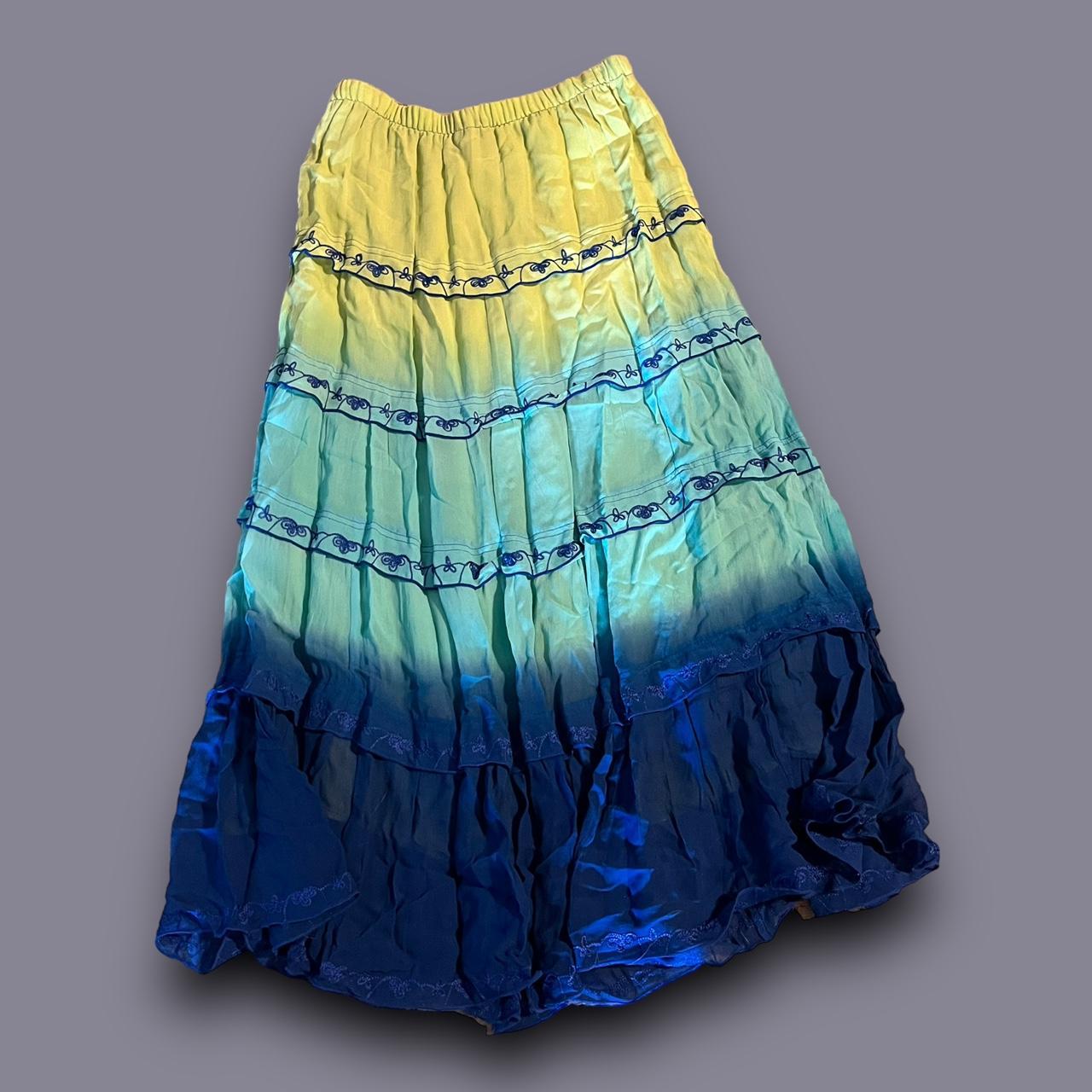 Multiples Women's Green and Blue Skirt | Depop