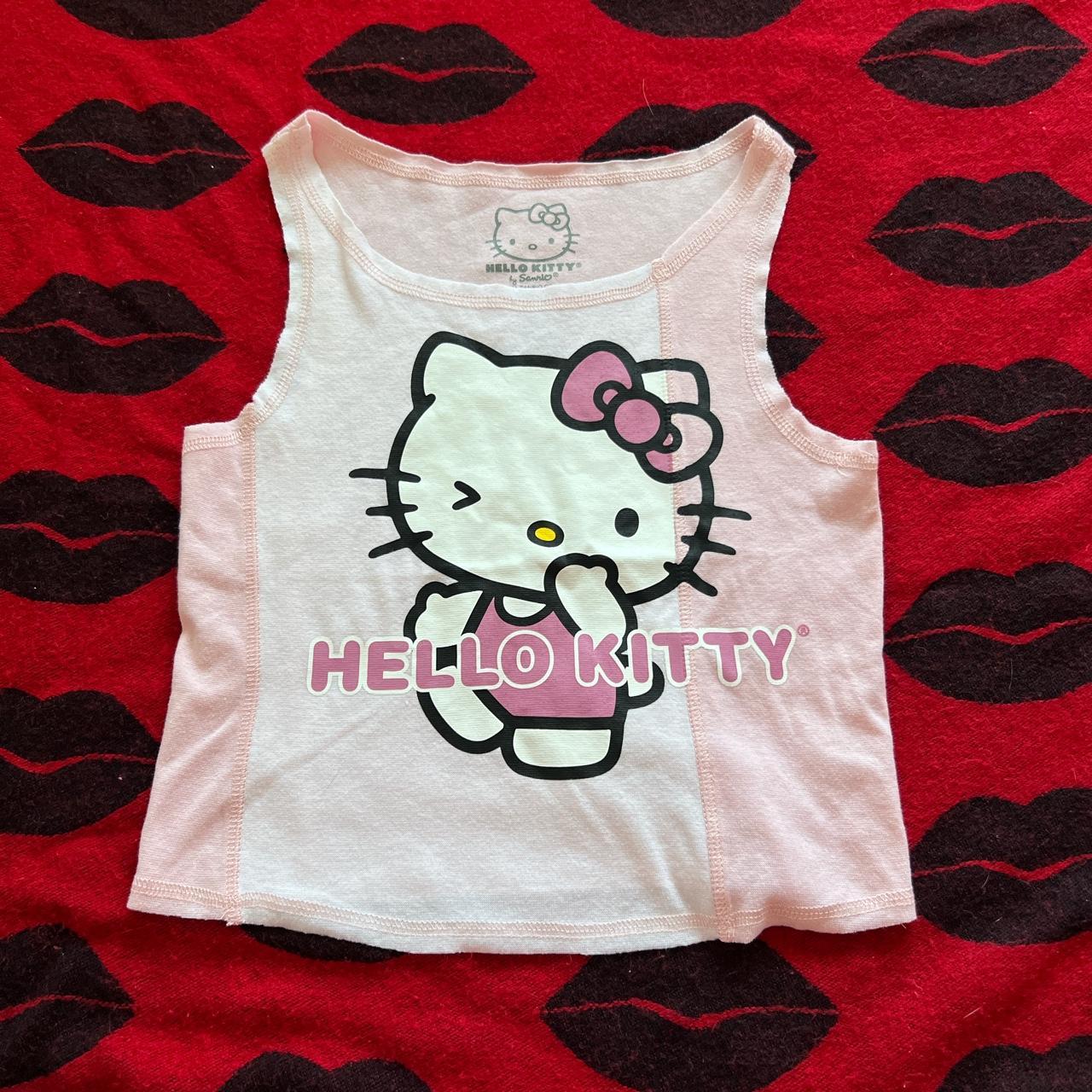 Hello kitty Sanrio pink tank sleeveless crop top XS!... - Depop