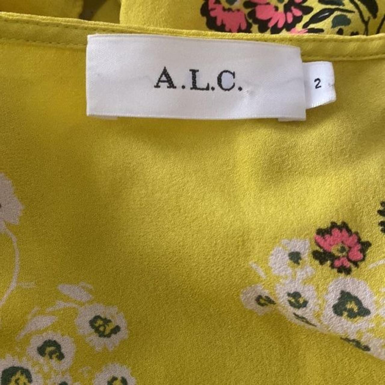 ALC Hadley Yellow Floral Belted Silk Dress size 2