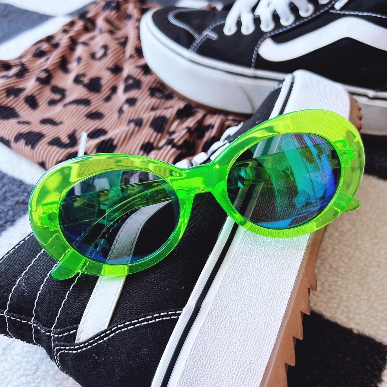 Neon green 90's style sunglasses✨ Brand New✨ UV400 | Depop