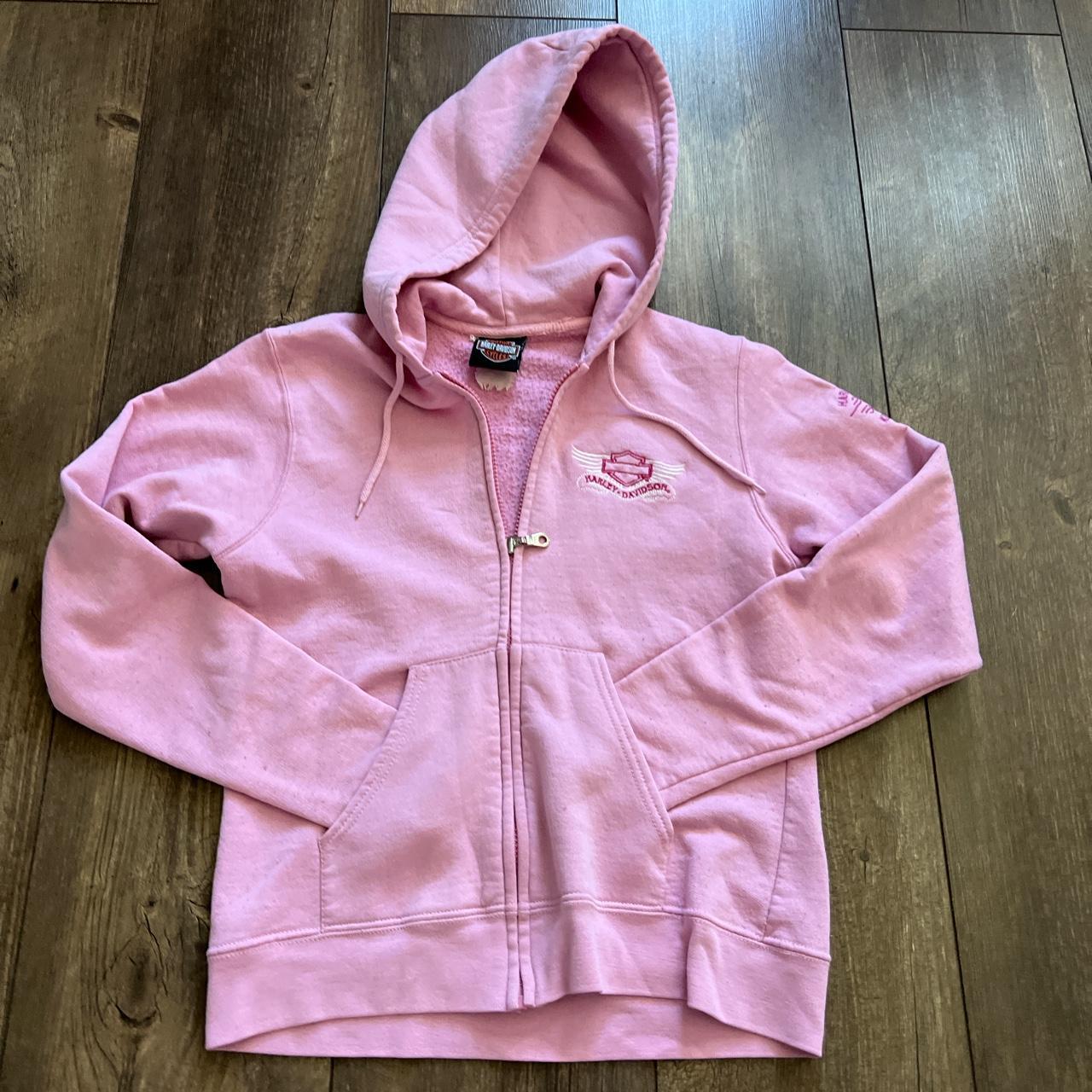Harley Davidson Women's Pink Hoodie Depop