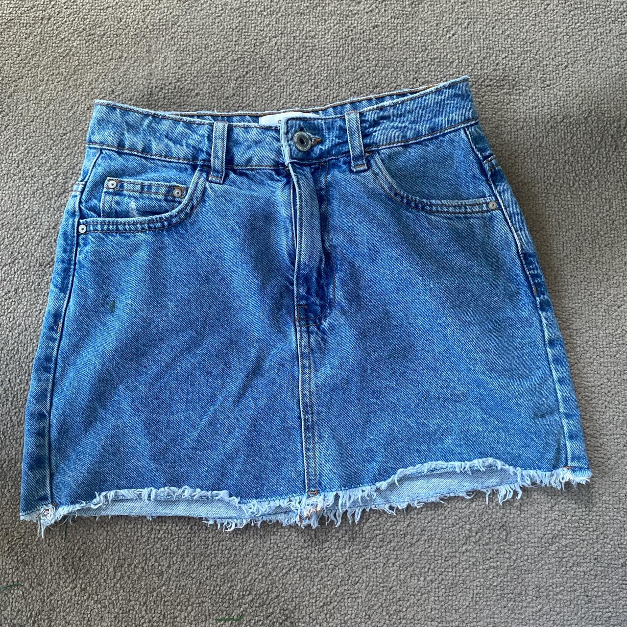 Cotton on denim mini skirt Size 6 au Worn a few... - Depop