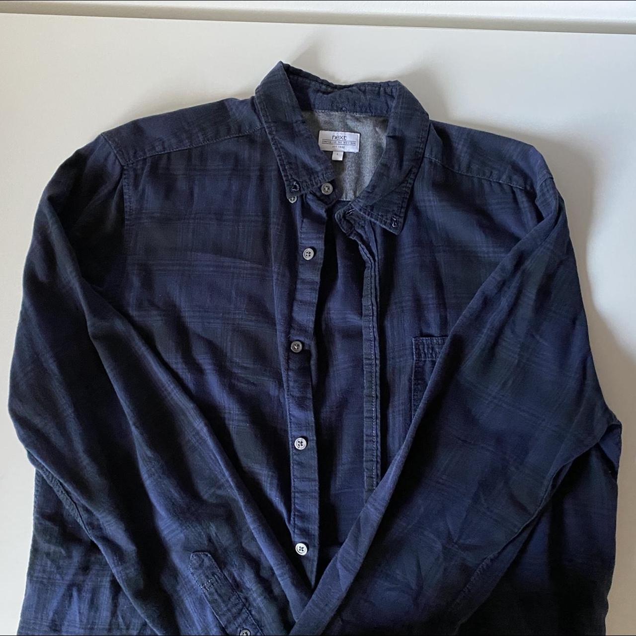 Navy and black cheq shirt - Depop