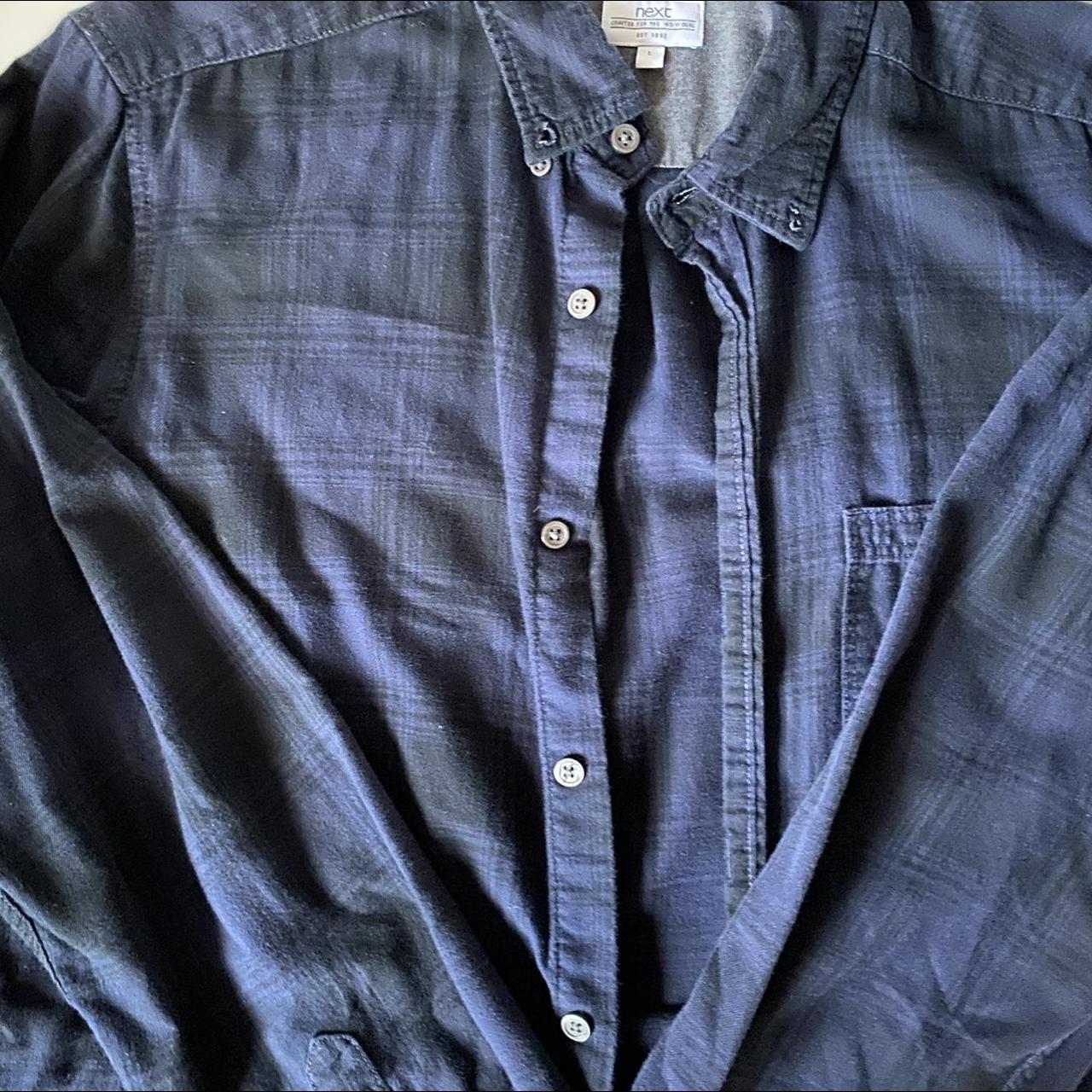 Navy and black cheq shirt - Depop