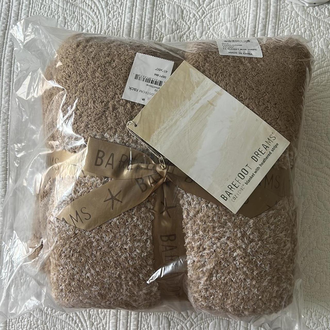 Barefoot Dreams Throw Blanket with Heathered Stripe... Depop