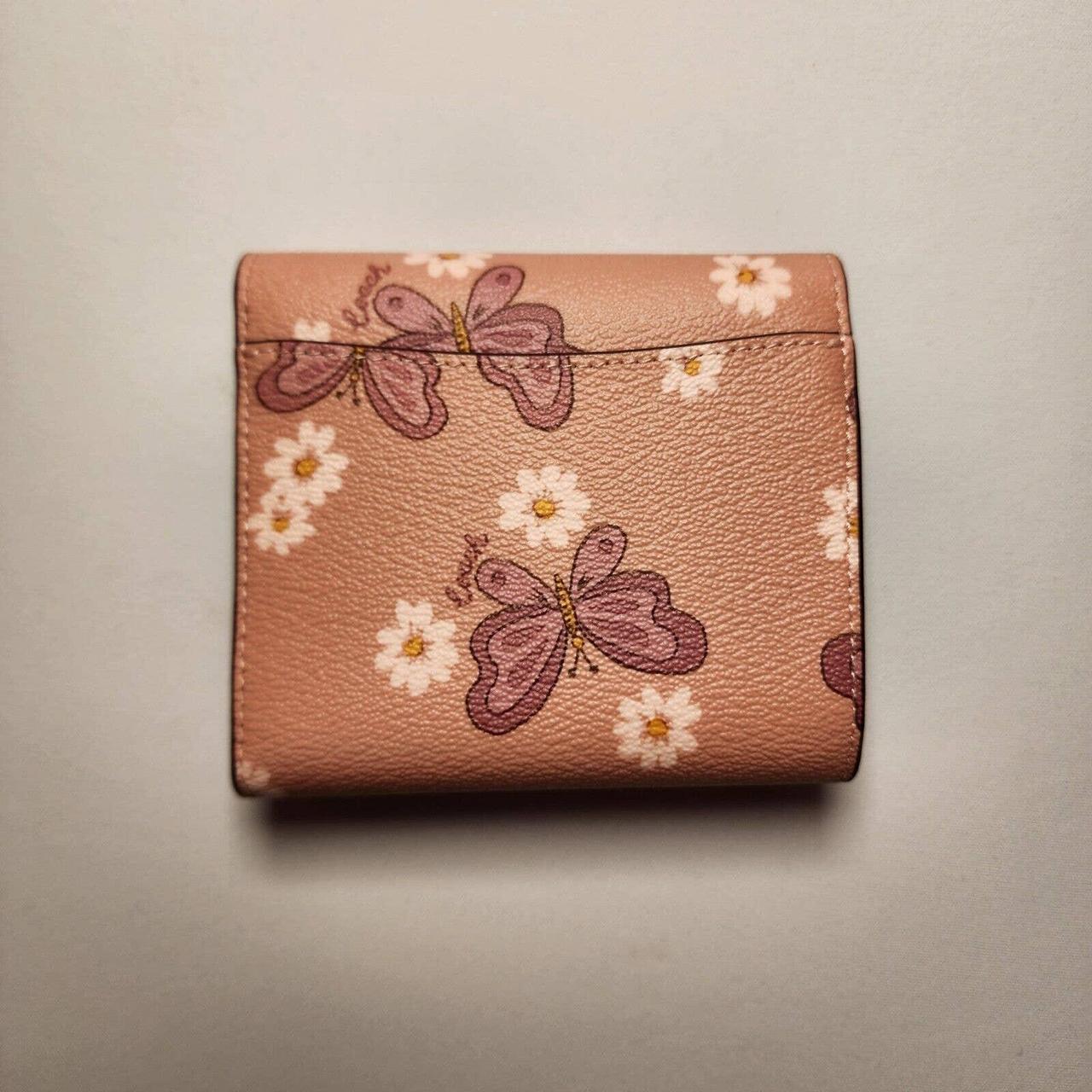 Coach Small Trifold Wallet With Lovely Butterfly Print