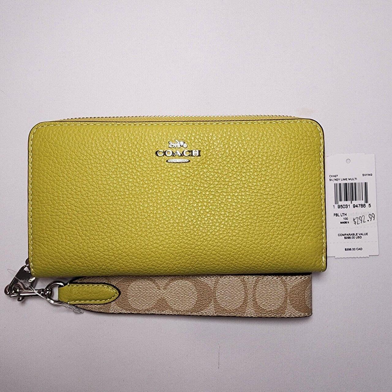 Lime green coach on sale wallet