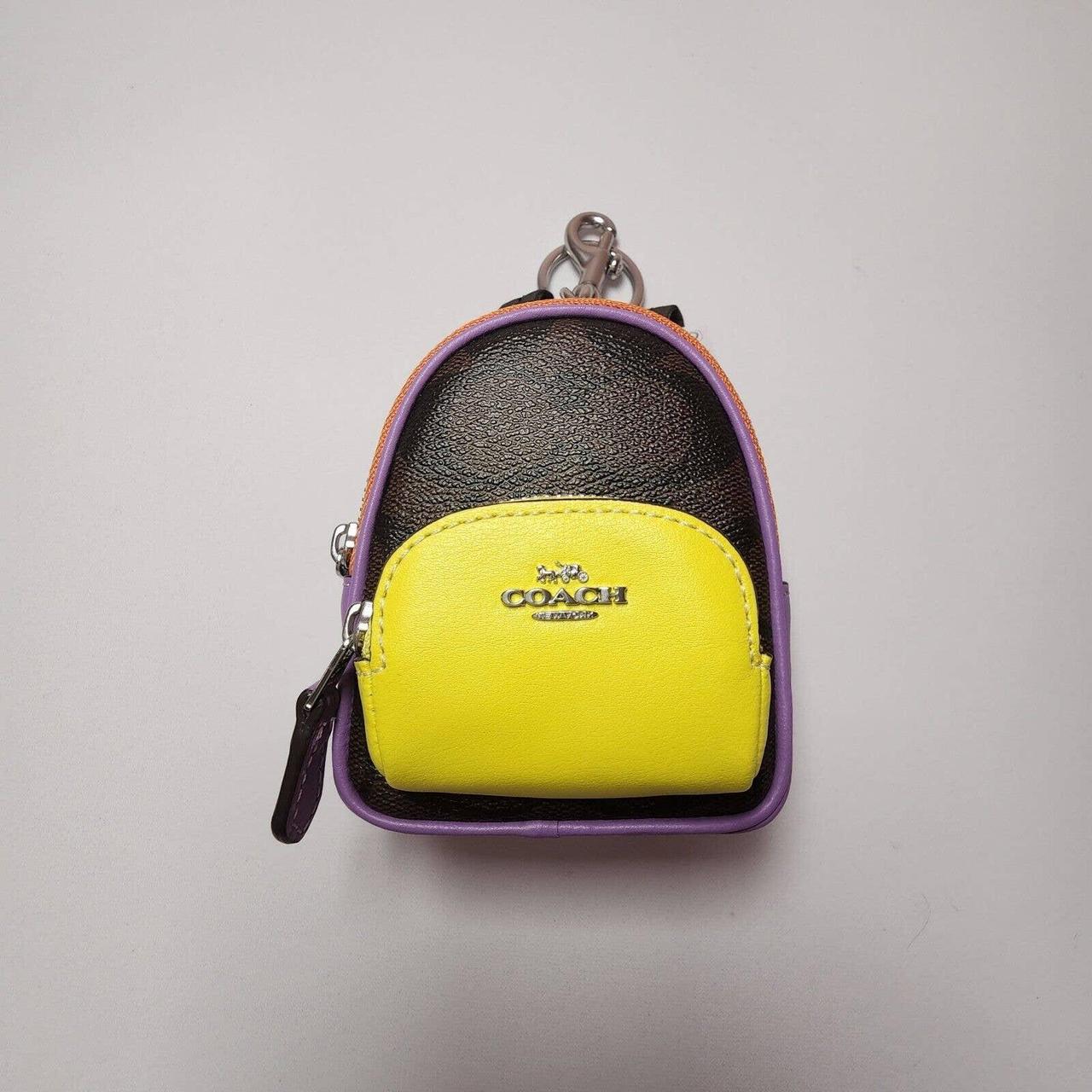 New Coach Mini Court Backpack Bag Charm in Colorblock/ Leather