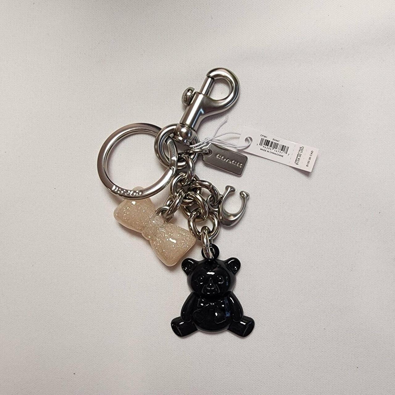 with tags Coach Bow Bag Charm Keychain Ring Fob Gold/Multi