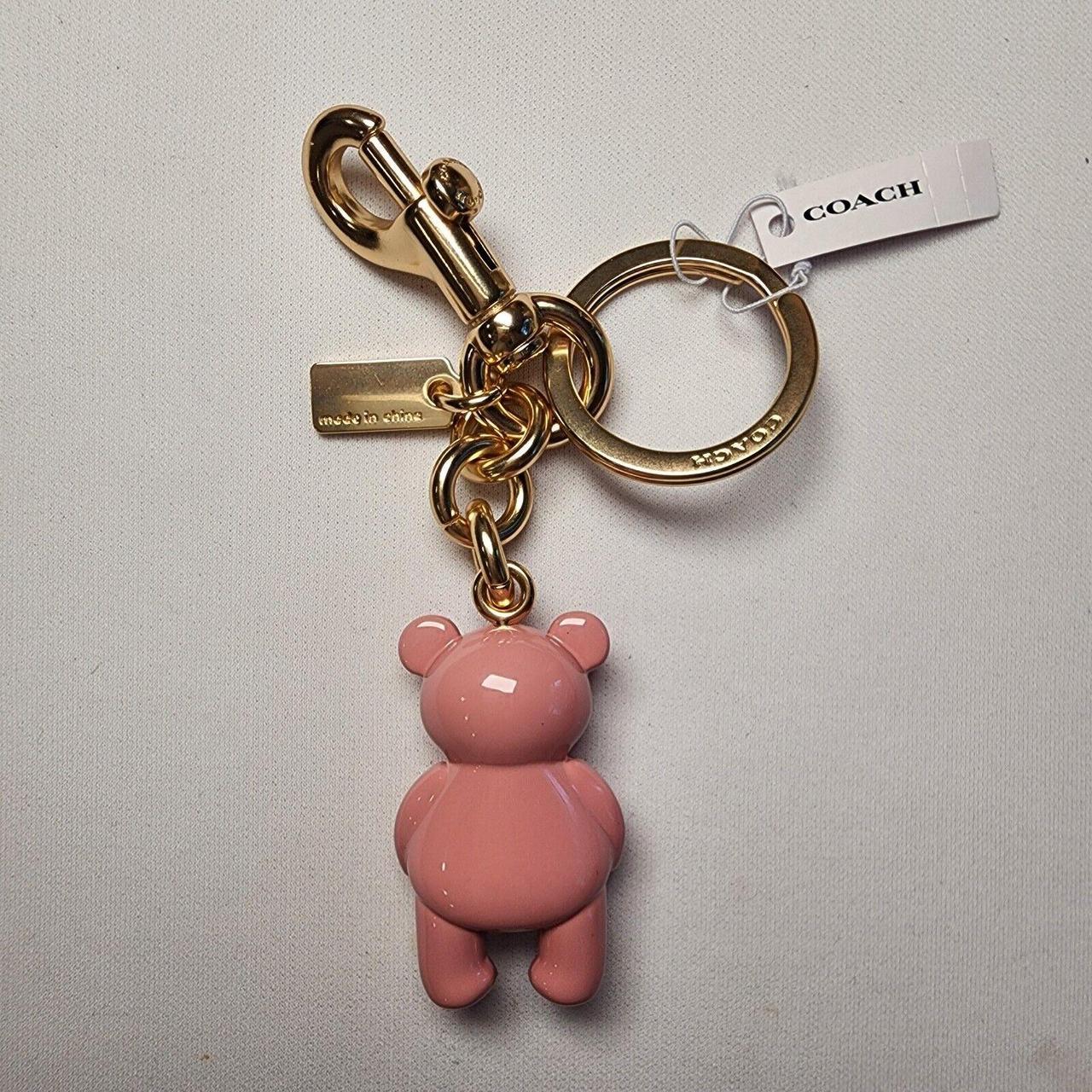 COACH 3D BEAR BAG CHARM IN ROSE newest GOLD & SILVER