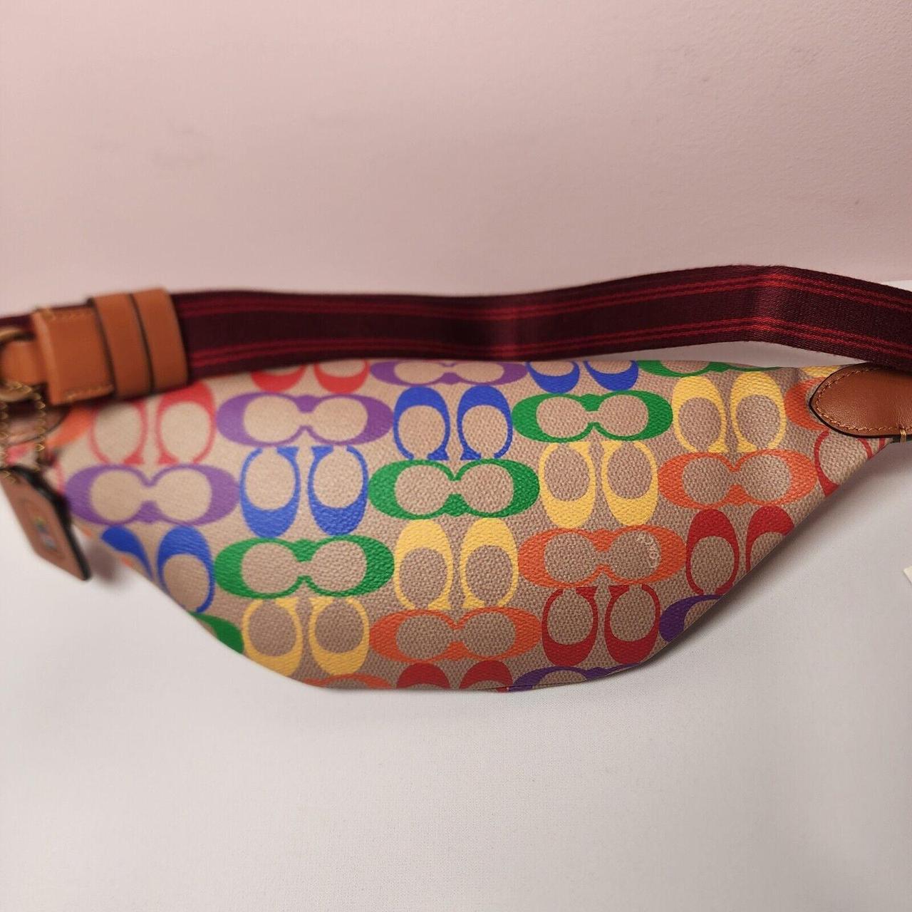 Factory Coach Charter Belt Bag 7 In Rainbow Signature Canvas