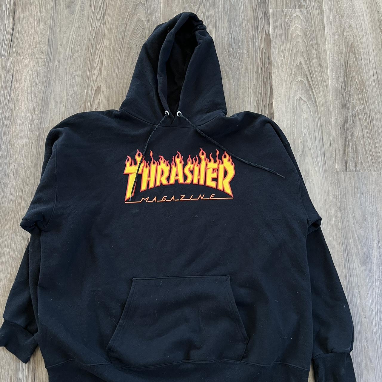 Black and orange thrasher hoodie hotsell