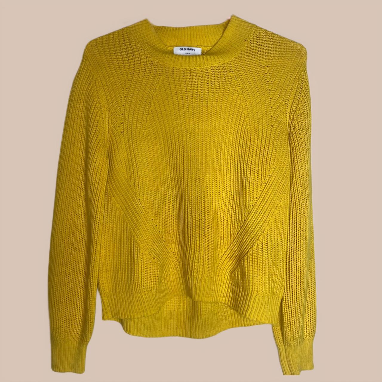 Knitted Yellow Sweater Vibrant yellow knit... - Depop