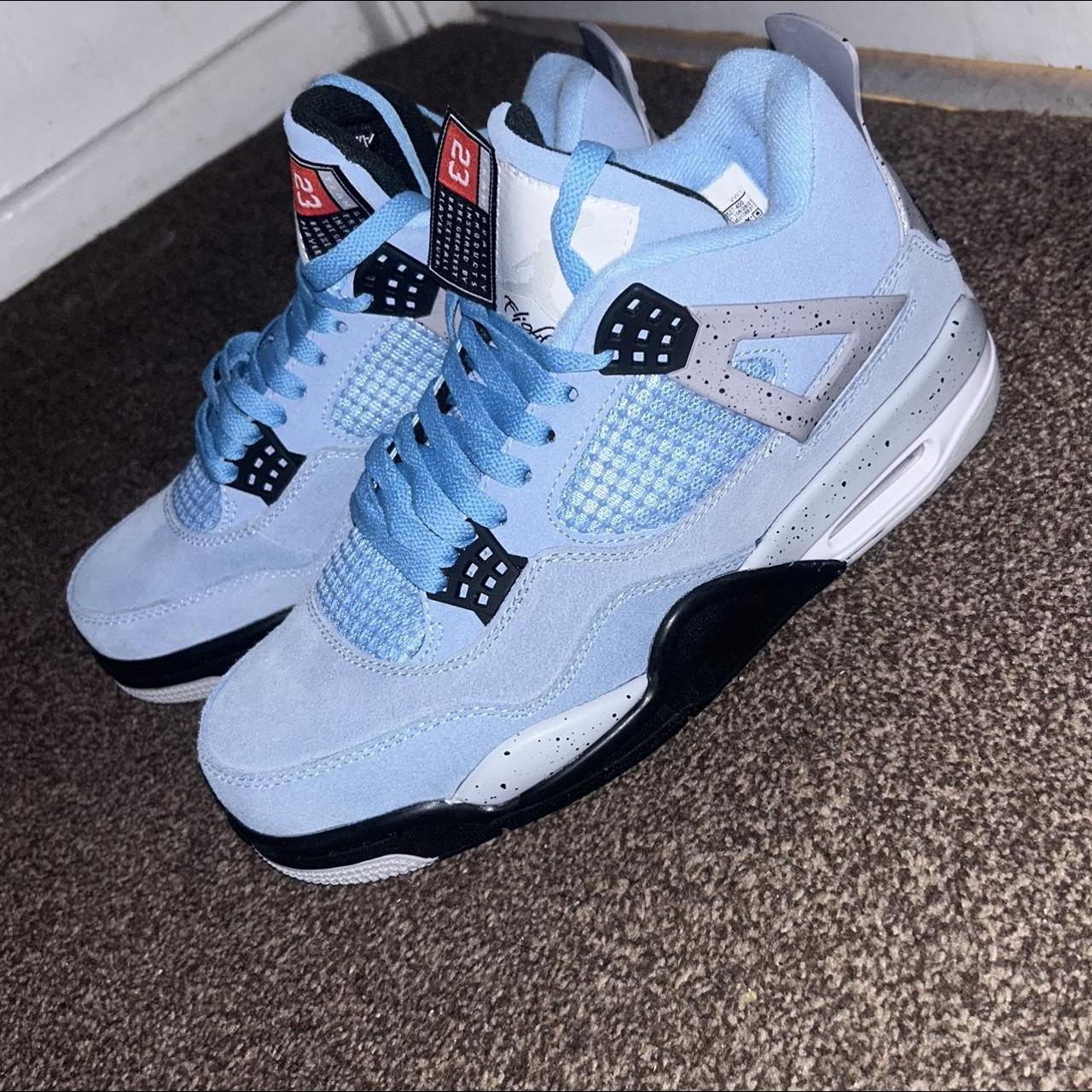 Jordan 4s Retro~University blue Size 8~1:1 DM if... - Depop