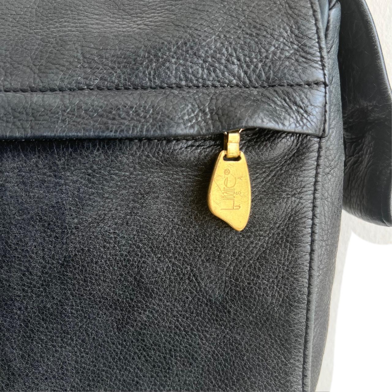 Vintage Libaire Black Pebble Leather Flap Zip Closure Shoulder Bag Purse USA