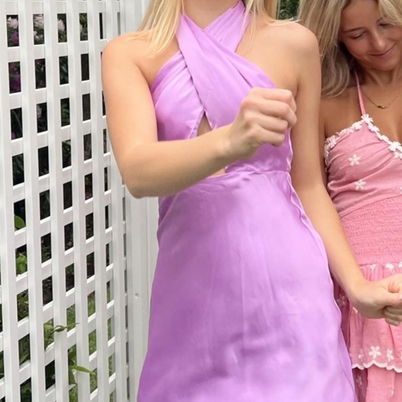 Purple silk halter dress size small hello molly Depop