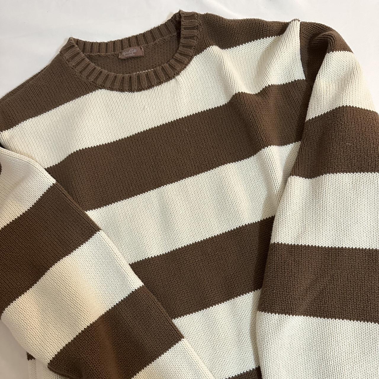 Brandy Melville Women's Cream and Brown Jumper Depop